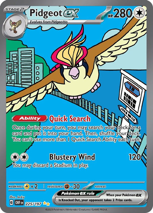 Pidgeot ex 225/197  - Holofoil SV03 Obsidian Flames - Special Illustration Rare