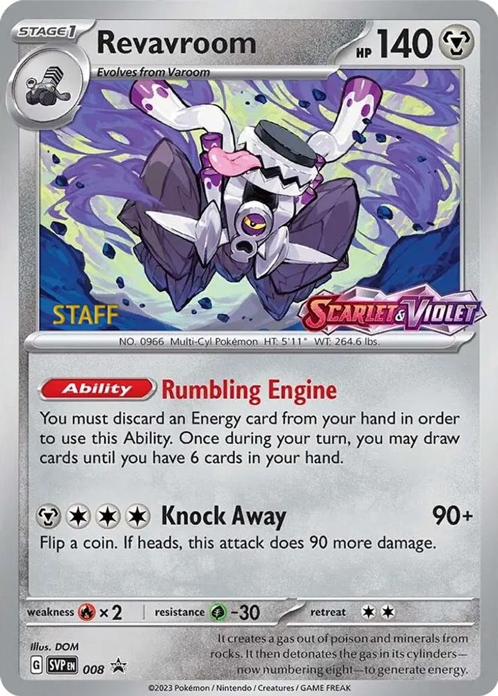 Revavroom (Prerelease) [Staff] 008  - Holofoil SV Scarlet & Violet Promo Cards - Promo