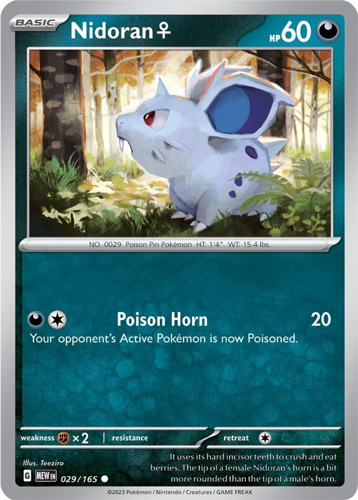 Nidoran F 029  - Reverse Holofoil SV Scarlet & Violet 151 - Common