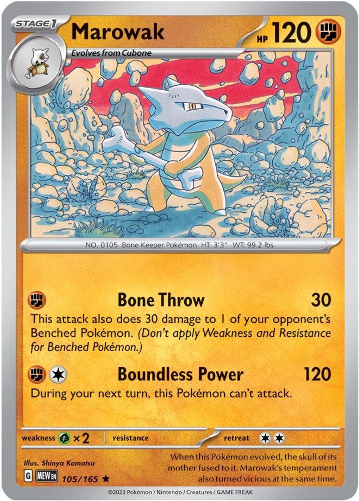 Marowak 105  - Holofoil SV Scarlet & Violet 151 - Rare