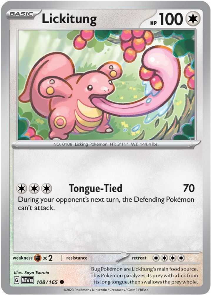 Lickitung 108  - Reverse Holofoil SV Scarlet & Violet 151 - Common