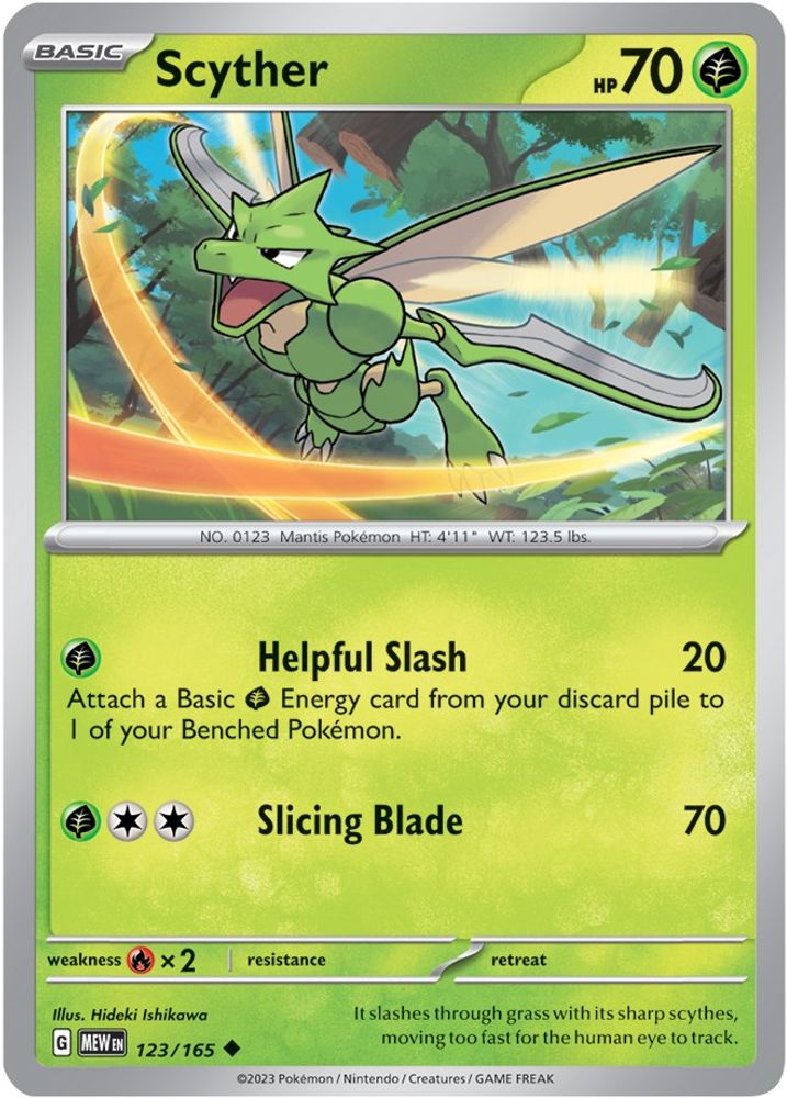 Scyther 123  - Reverse Holofoil SV Scarlet & Violet 151 - Uncommon