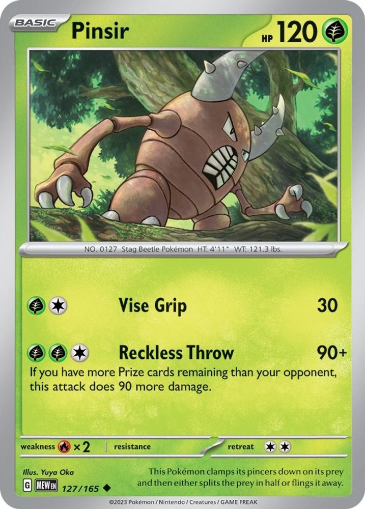 Pinsir 127  - Reverse Holofoil SV Scarlet & Violet 151 - Uncommon