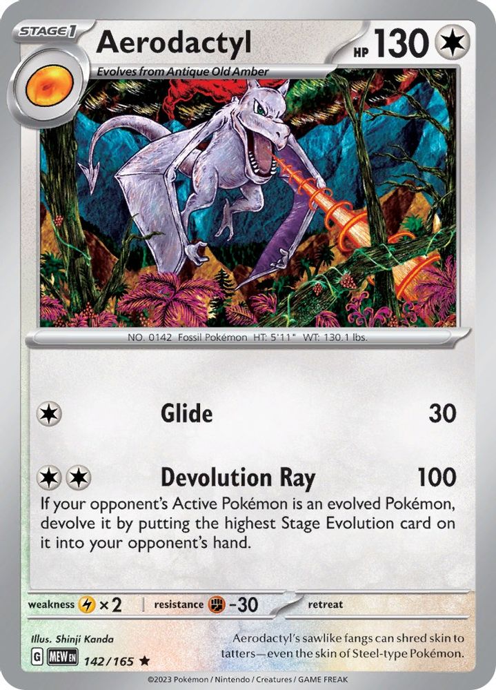 Aerodactyl 142  - Reverse Holofoil SV Scarlet & Violet 151 - Rare