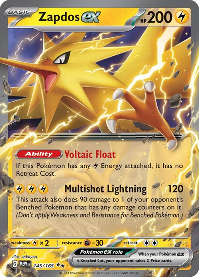 Zapdos ex 145/165  - Holofoil SV Scarlet & Violet 151 - Double Rare