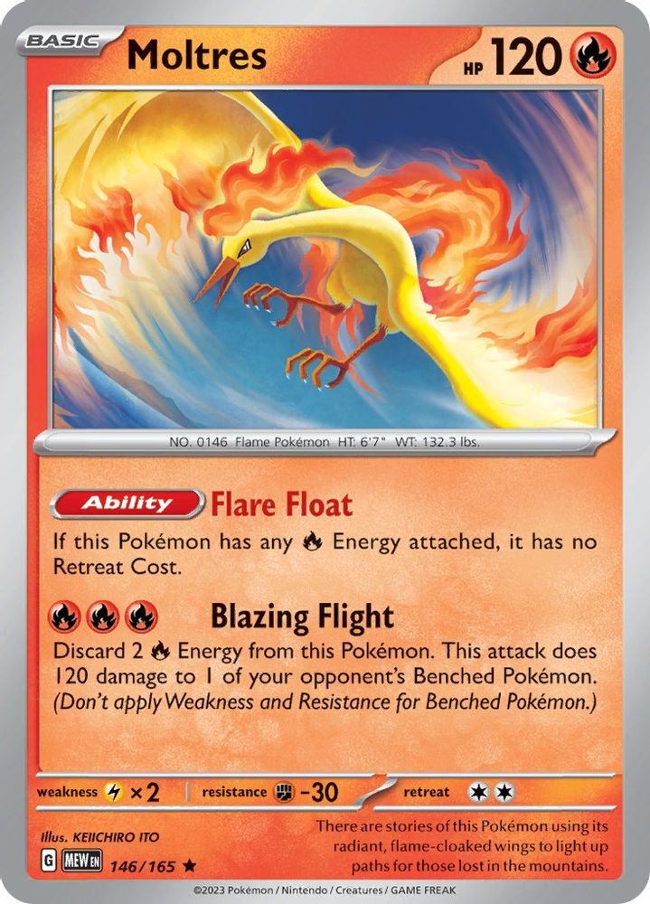 Moltres 146  - Reverse Holofoil SV Scarlet & Violet 151 - Rare