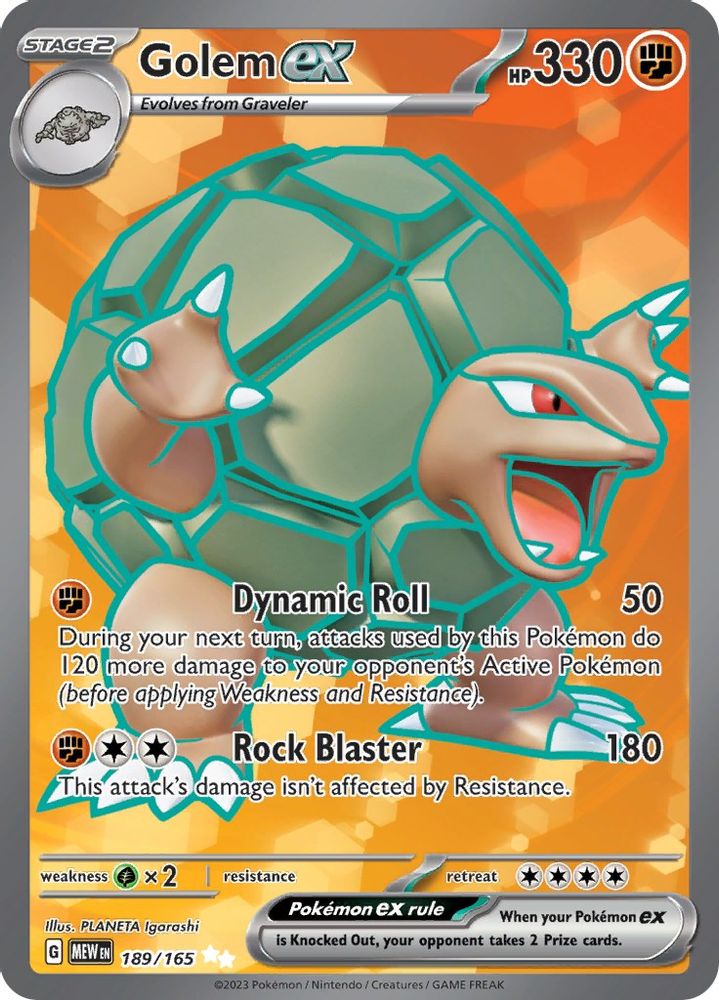 Golem ex 189/165  - Holofoil SV Scarlet & Violet 151 - Ultra Rare