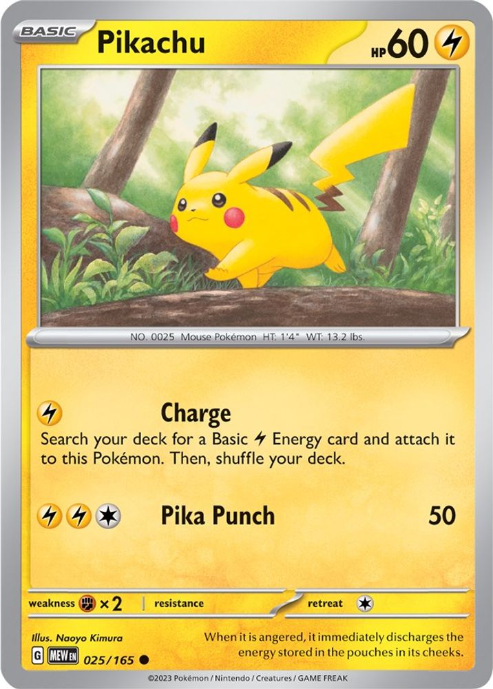 Pikachu 025/165  SV Scarlet & Violet 151 - Common