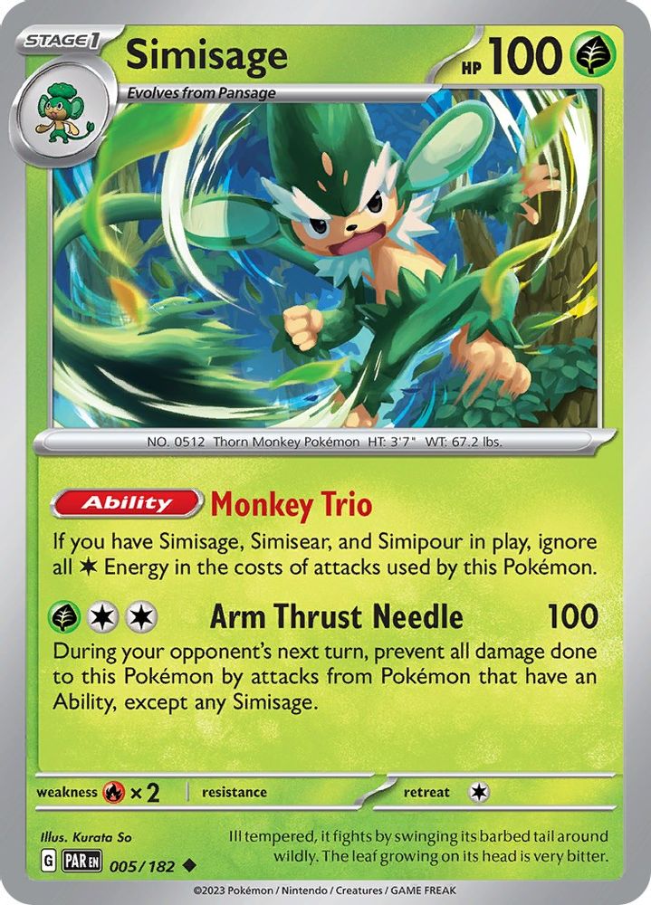 Simisage 005  - Reverse Holofoil SV04 Paradox Rift - Uncommon