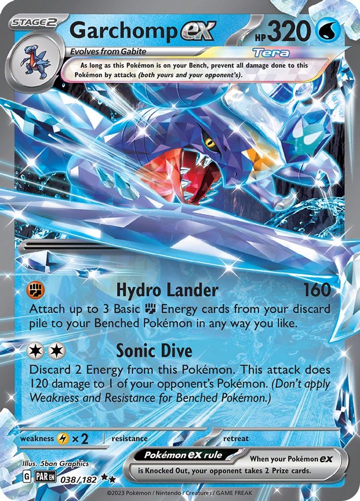 Garchomp ex 038/182  - Holofoil SV04 Paradox Rift - Double Rare