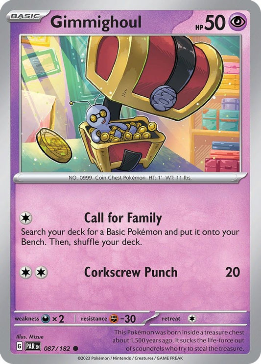 Gimmighoul 087/182  - Reverse Holofoil SV04 Paradox Rift - Common