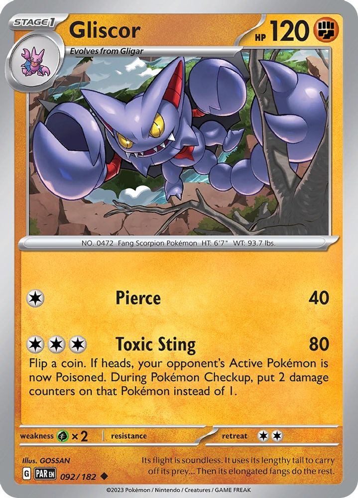 Gliscor 092  - Reverse Holofoil SV04 Paradox Rift - Uncommon