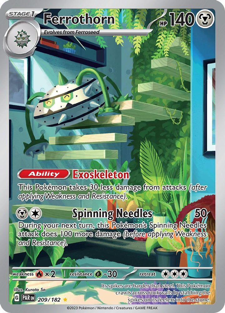 Ferrothorn 209/182  - Holofoil SV04 Paradox Rift - Illustration Rare