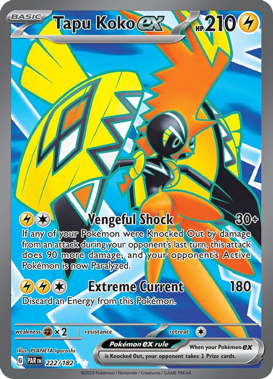 Tapu Koko ex 222/182  - Holofoil SV04 Paradox Rift - Ultra Rare