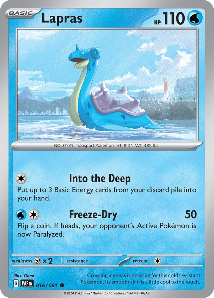 Lapras 016  - Reverse Holofoil SV Paldean Fates - Common