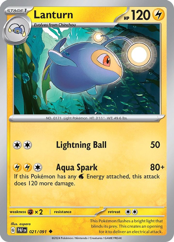 Lanturn 021  - Reverse Holofoil SV Paldean Fates - Uncommon