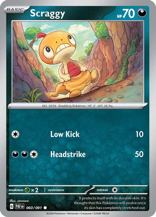 Scraggy 060  - Reverse Holofoil SV Paldean Fates - Common