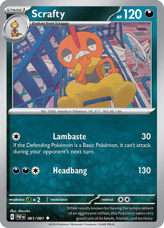 Scrafty 061  - Reverse Holofoil SV Paldean Fates - Uncommon