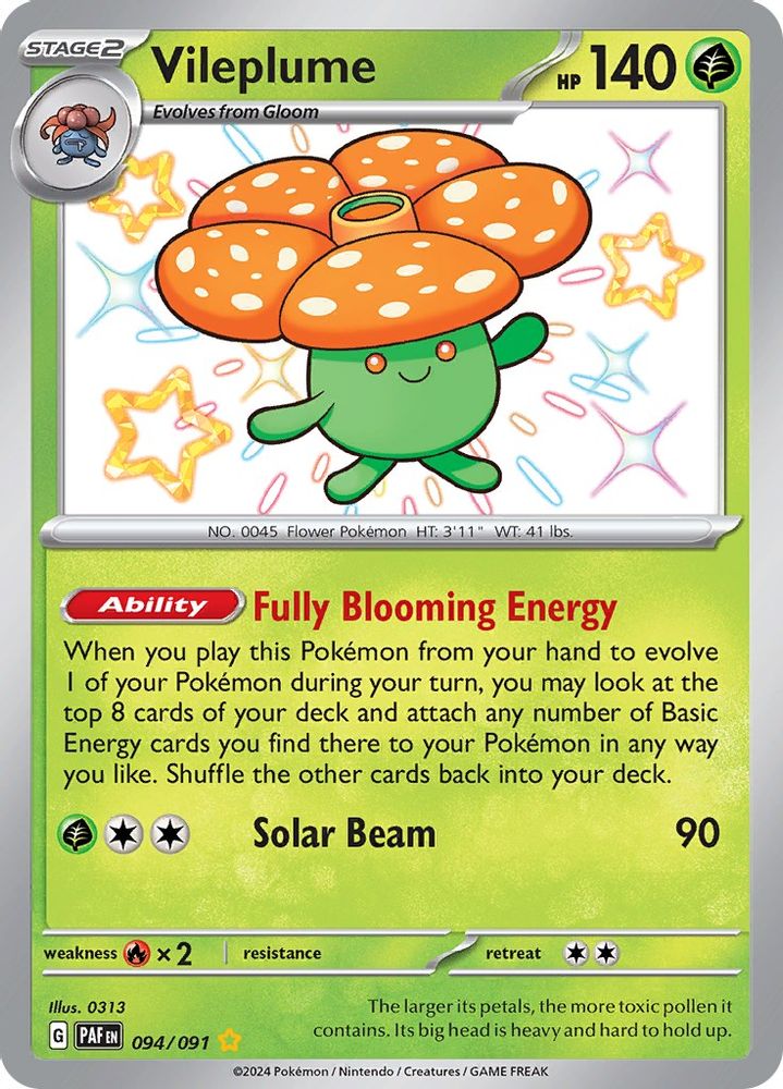 Vileplume 094  - Holofoil SV Paldean Fates - Shiny Rare