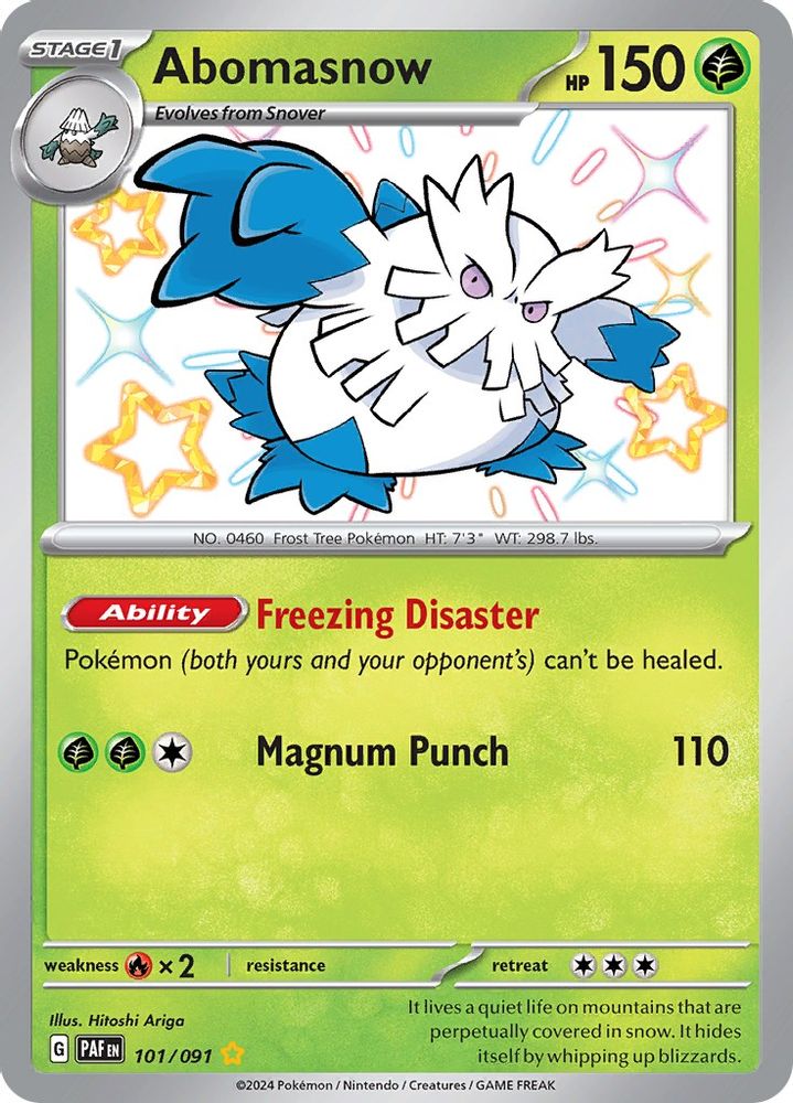 Abomasnow 101  - Holofoil SV Paldean Fates - Shiny Rare