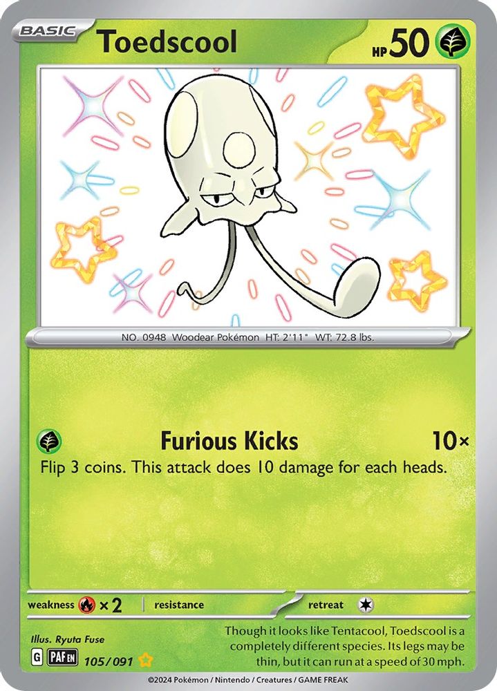Toedscool 105/091  - Holofoil SV Paldean Fates - Shiny Rare
