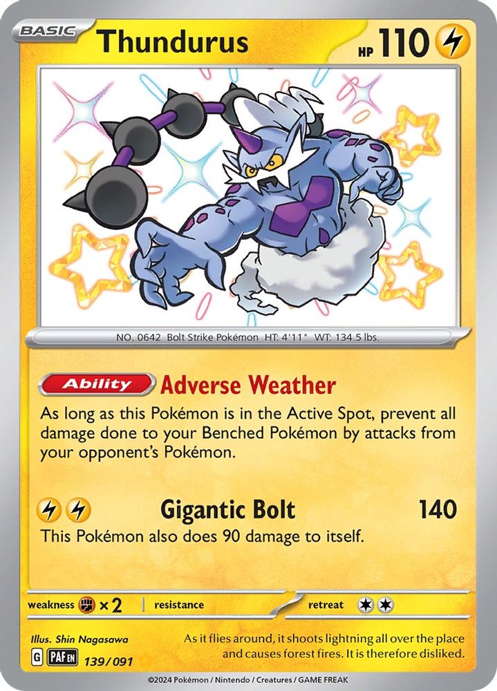 Thundurus 139  - Holofoil SV Paldean Fates - Shiny Rare