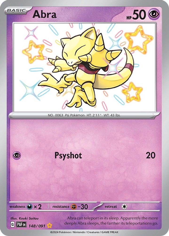 Abra 148  - Holofoil SV Paldean Fates - Shiny Rare