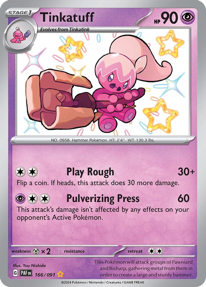Tinkatuff 166  - Holofoil SV Paldean Fates - Shiny Rare