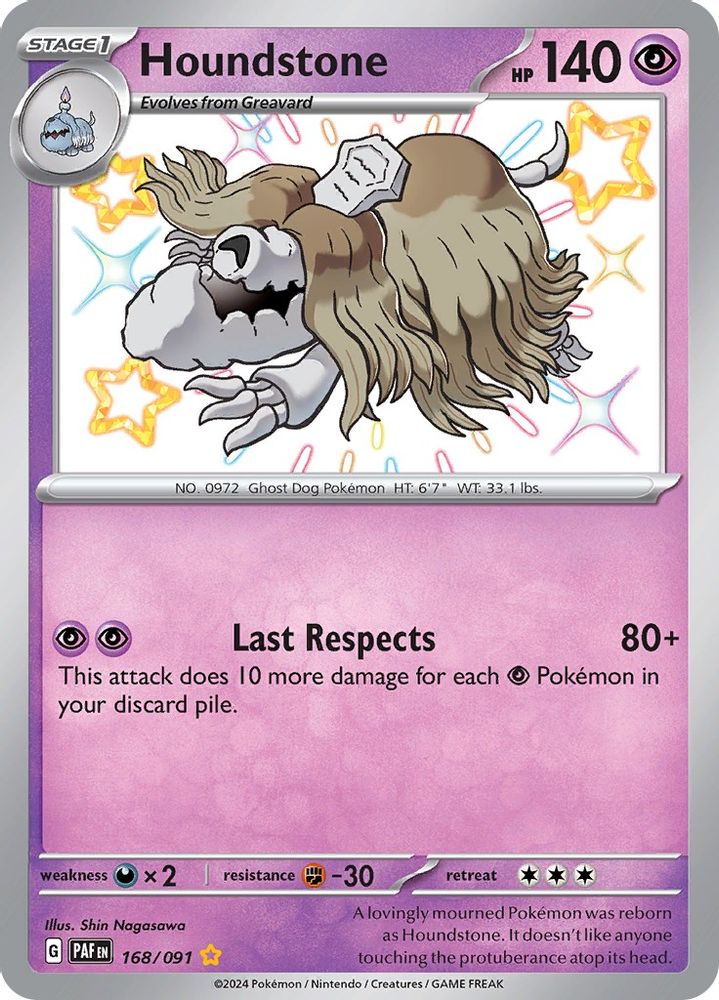 Houndstone 168/091  - Holofoil SV Paldean Fates - Shiny Rare