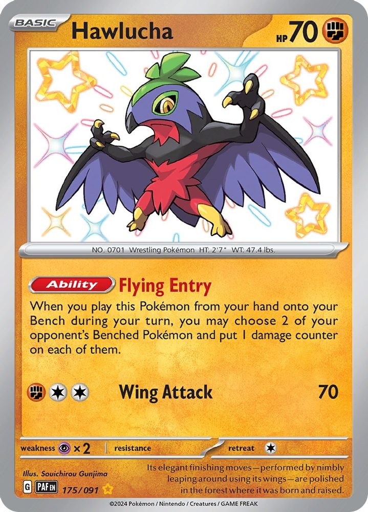 Hawlucha 175  - Holofoil SV Paldean Fates - Shiny Rare
