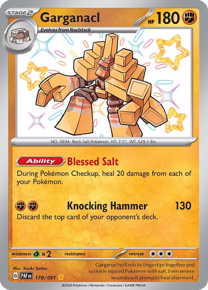 Garganacl 178  - Holofoil SV Paldean Fates - Shiny Rare