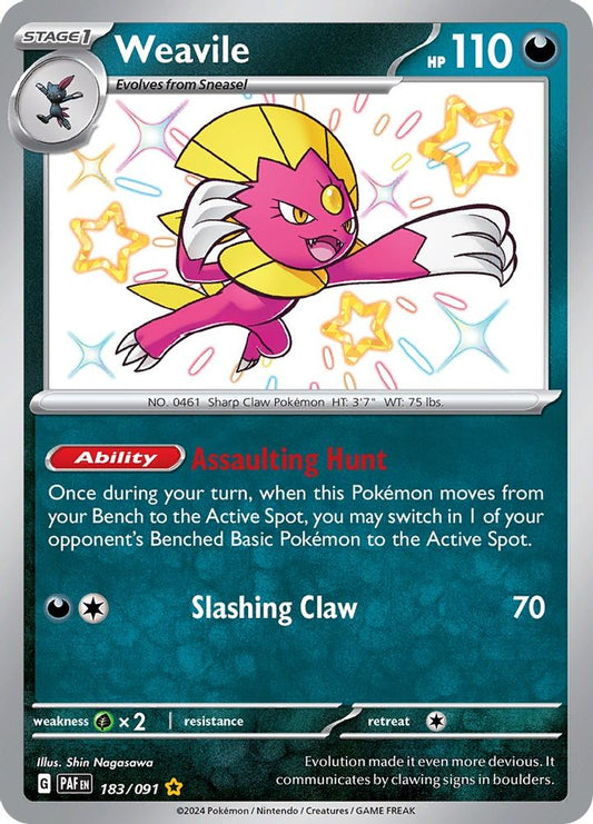 Weavile 183  - Holofoil SV Paldean Fates - Shiny Rare