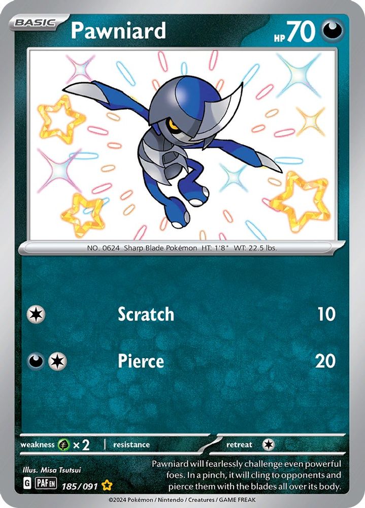 Pawniard 185  - Holofoil SV Paldean Fates - Shiny Rare