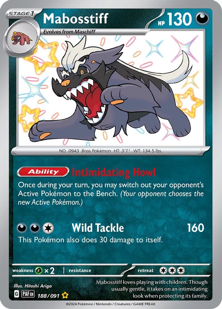 Mabosstiff 188/091  - Holofoil SV Paldean Fates - Shiny Rare
