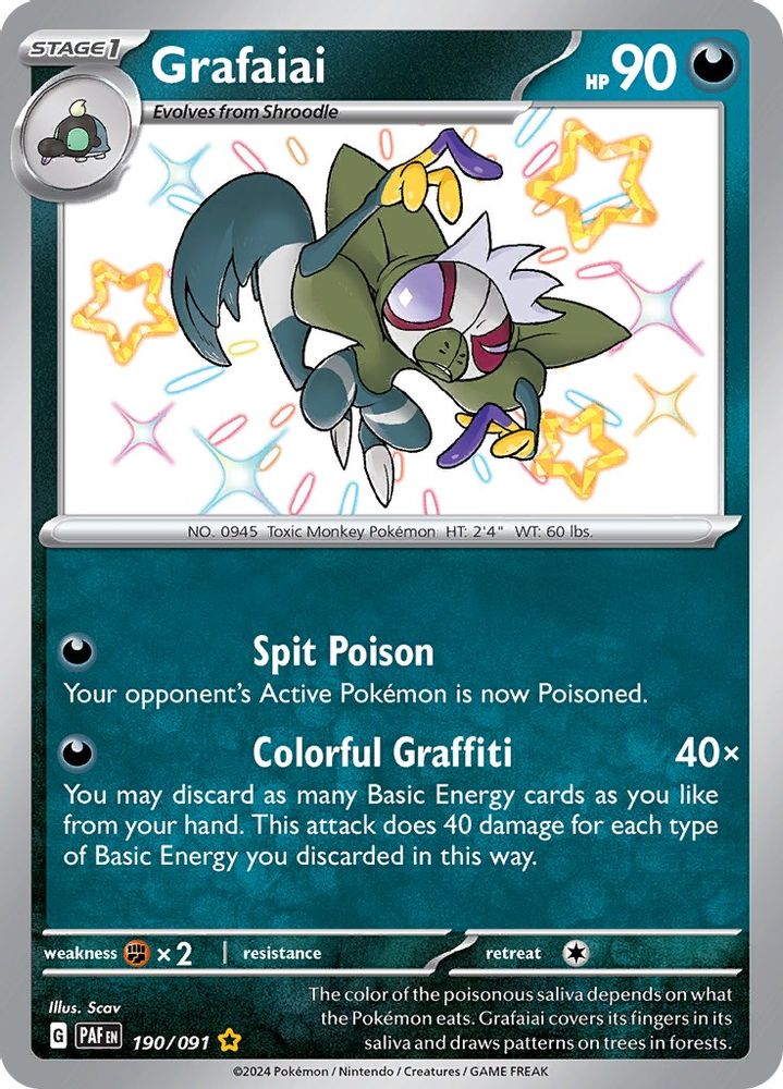 Grafaiai 190  - Holofoil SV Paldean Fates - Shiny Rare