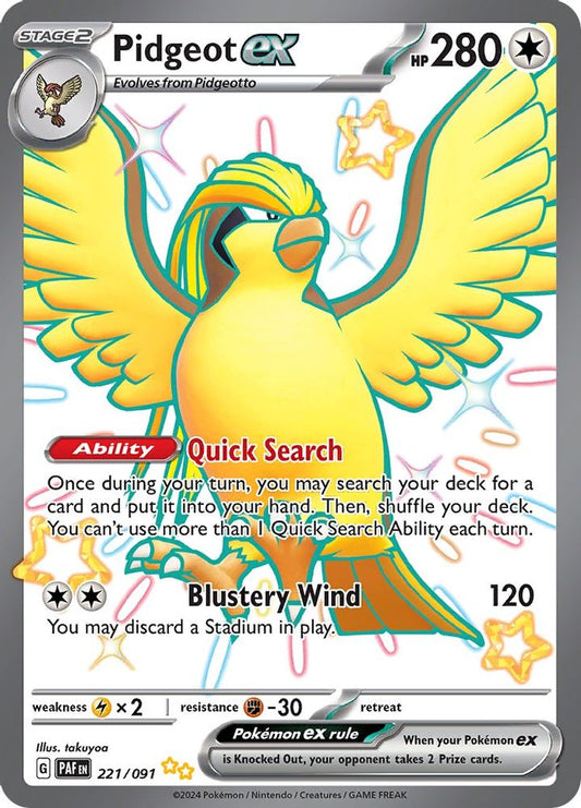 Pidgeot ex 221  - Holofoil SV Paldean Fates - Shiny Ultra Rare