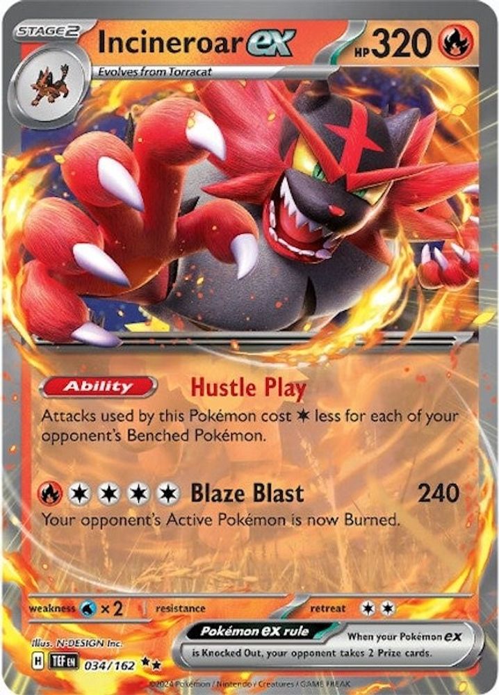 Incineroar ex 034/162  - Holofoil SV05 Temporal Forces - Double Rare
