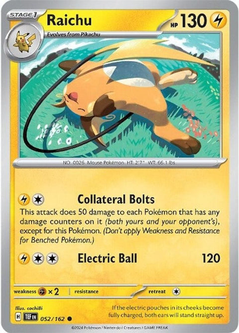 Raichu 052  - Reverse Holofoil SV05 Temporal Forces - Common