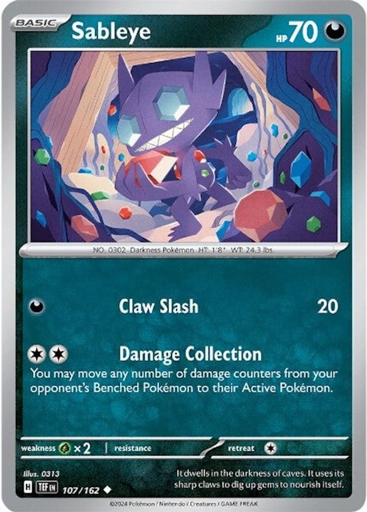 Sableye 107  - Reverse Holofoil SV05 Temporal Forces - Uncommon
