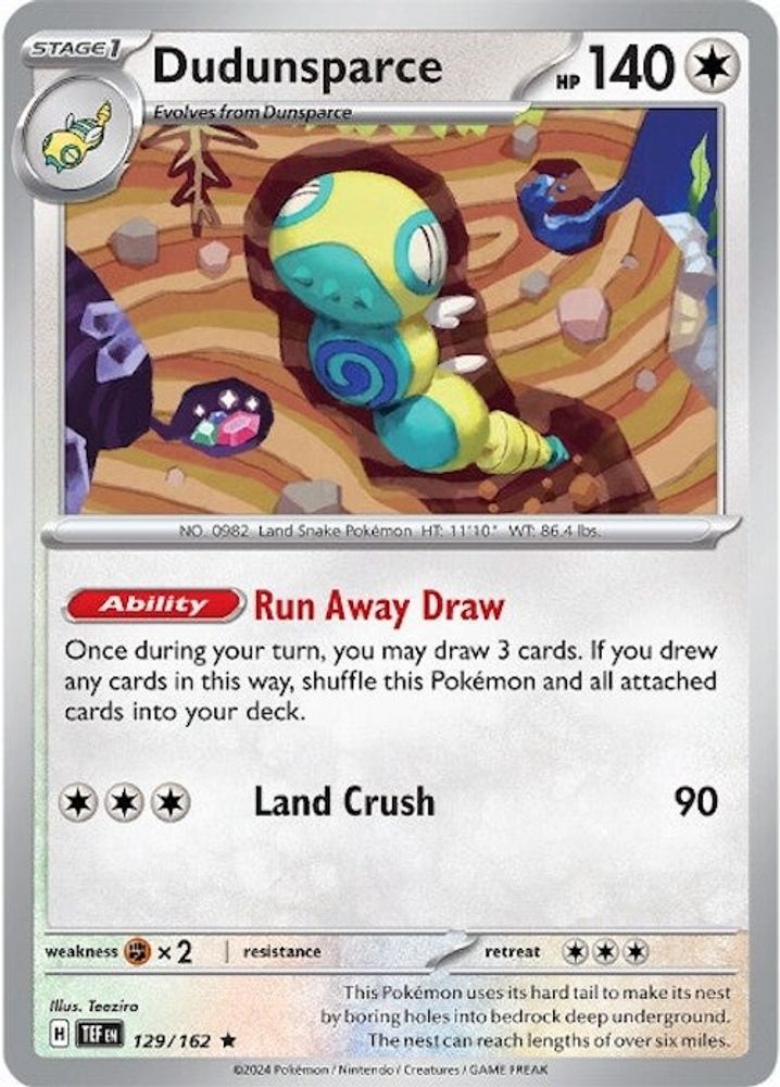 Dudunsparce 129  - Reverse Holofoil SV05 Temporal Forces - Rare