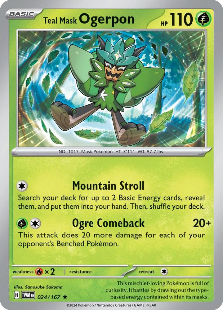 Teal Mask Ogerpon 024  - Reverse Holofoil SV06 Twilight Masquerade - Rare