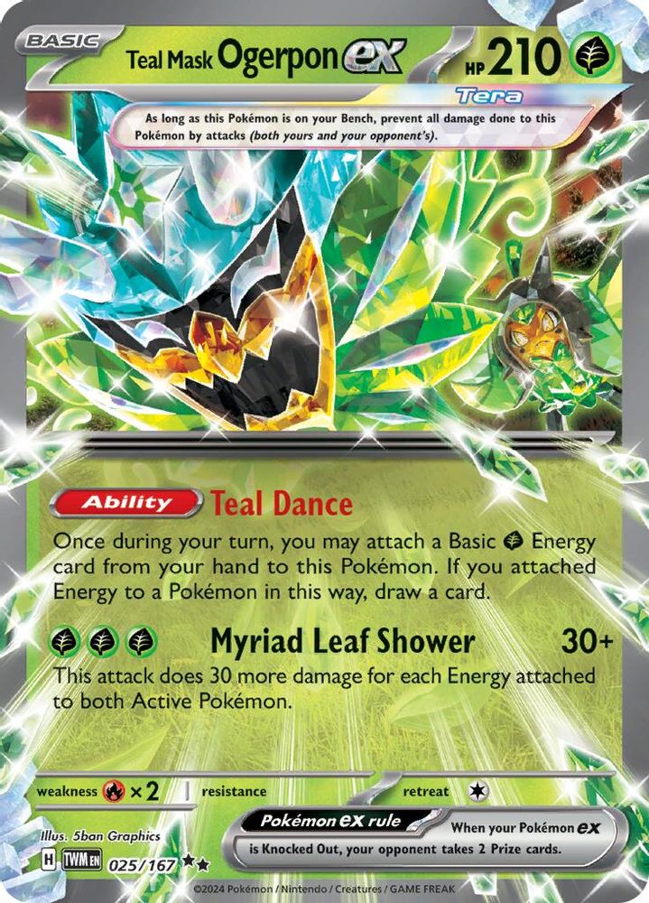 Teal Mask Ogerpon ex 025/167  - Holofoil SV06 Twilight Masquerade - Double Rare