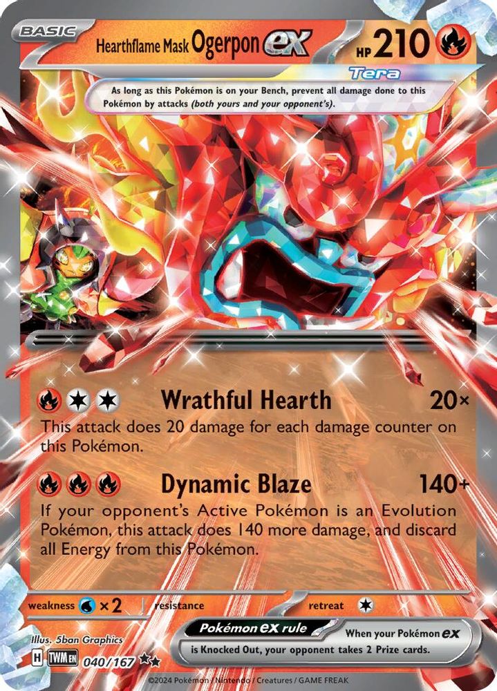 Hearthflame Mask Ogerpon ex 040/167  - Holofoil SV06 Twilight Masquerade - Double Rare