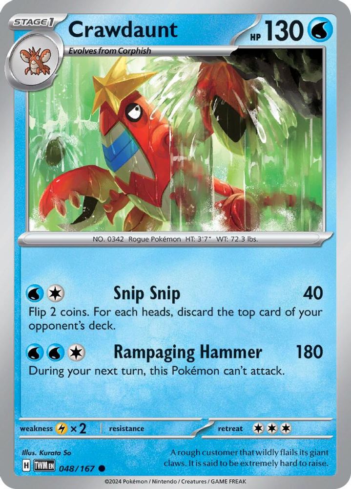 Crawdaunt 048  - Reverse Holofoil SV06 Twilight Masquerade - Common