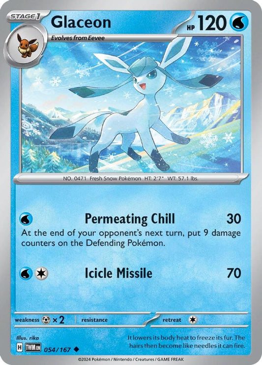 Glaceon 054  - Reverse Holofoil SV06 Twilight Masquerade - Uncommon