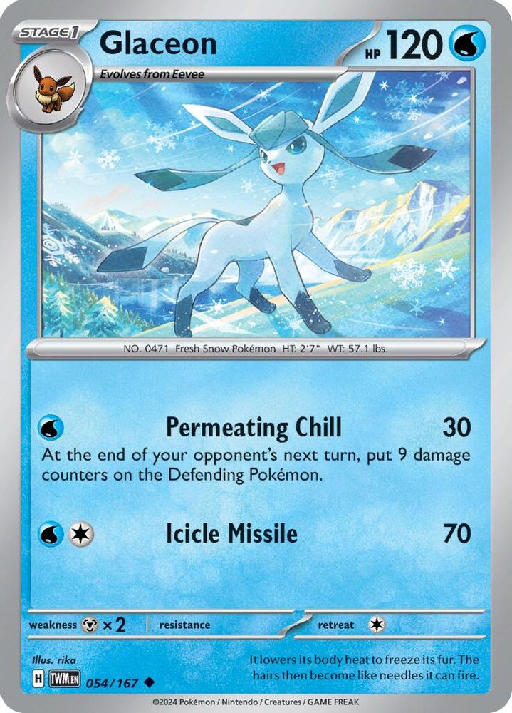 Glaceon 054  - Reverse Holofoil SV06 Twilight Masquerade - Uncommon