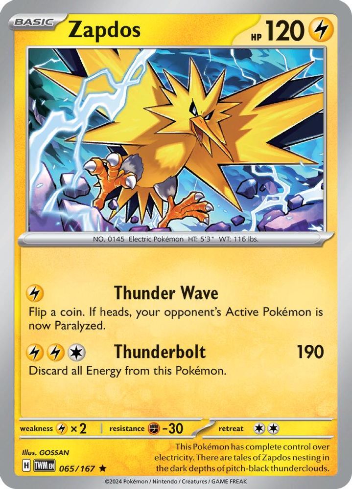Zapdos 065  - Holofoil SV06 Twilight Masquerade - Rare