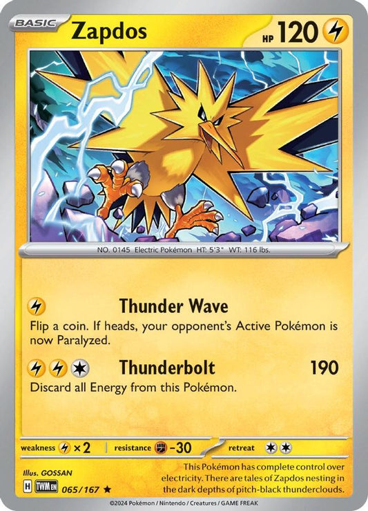 Zapdos 065  - Reverse Holofoil SV06 Twilight Masquerade - Rare