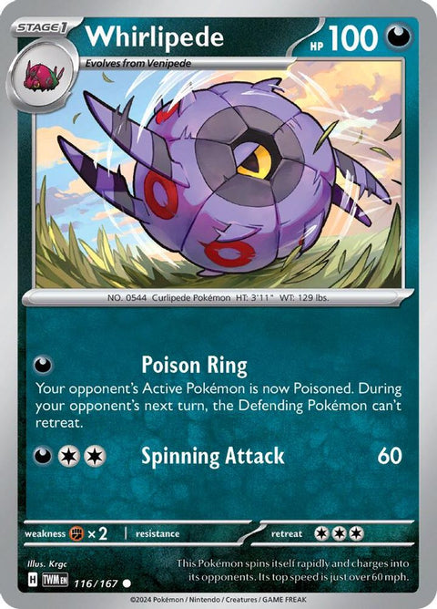 Whirlipede 116  - Reverse Holofoil SV06 Twilight Masquerade - Common