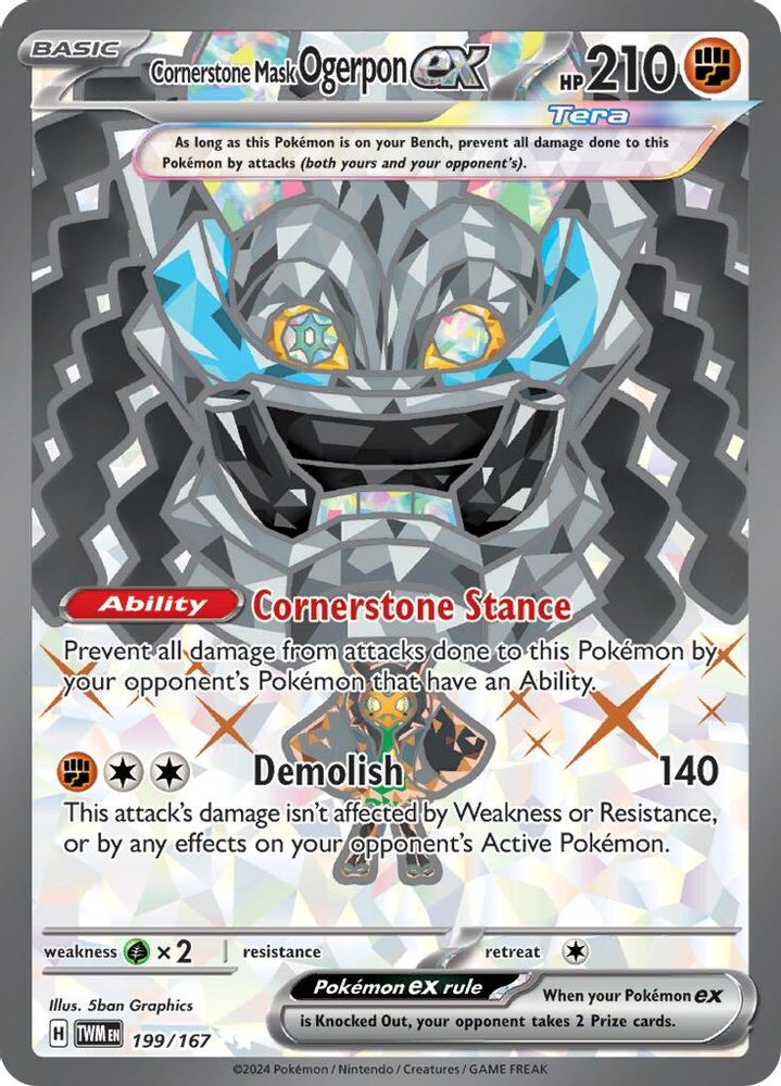 Cornerstone Mask Ogerpon ex 199/167  - Holofoil SV06 Twilight Masquerade - Ultra Rare